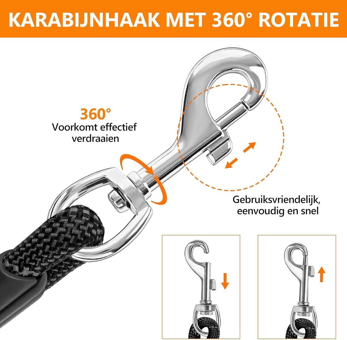 Training Leash voor Honden van 5M tot 30M met 2 Draaihaken, Reflecterende Draad en Comfortabele Rubber Handgreep voor Kleine, Middelgrote en Grote Honden