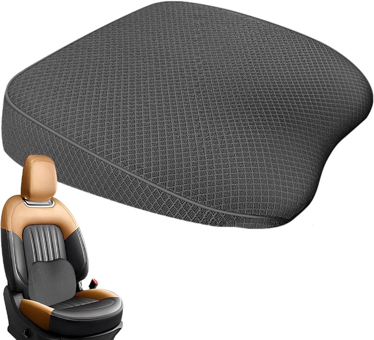 Autostoel Kussen - Stoelverhoger Geheugenschuim - Verbeter Zicht - Ergonomisch Ontwerp - 8 cm Hoog - Zwart