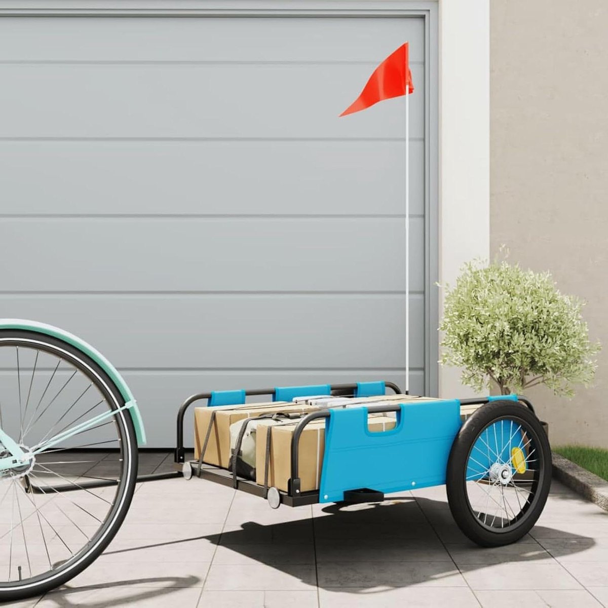 Fietskar - Bicycle Trailer - Transport Spullen - Stevige Constructie - 135 x 68 x 38.5 cm - Blauw