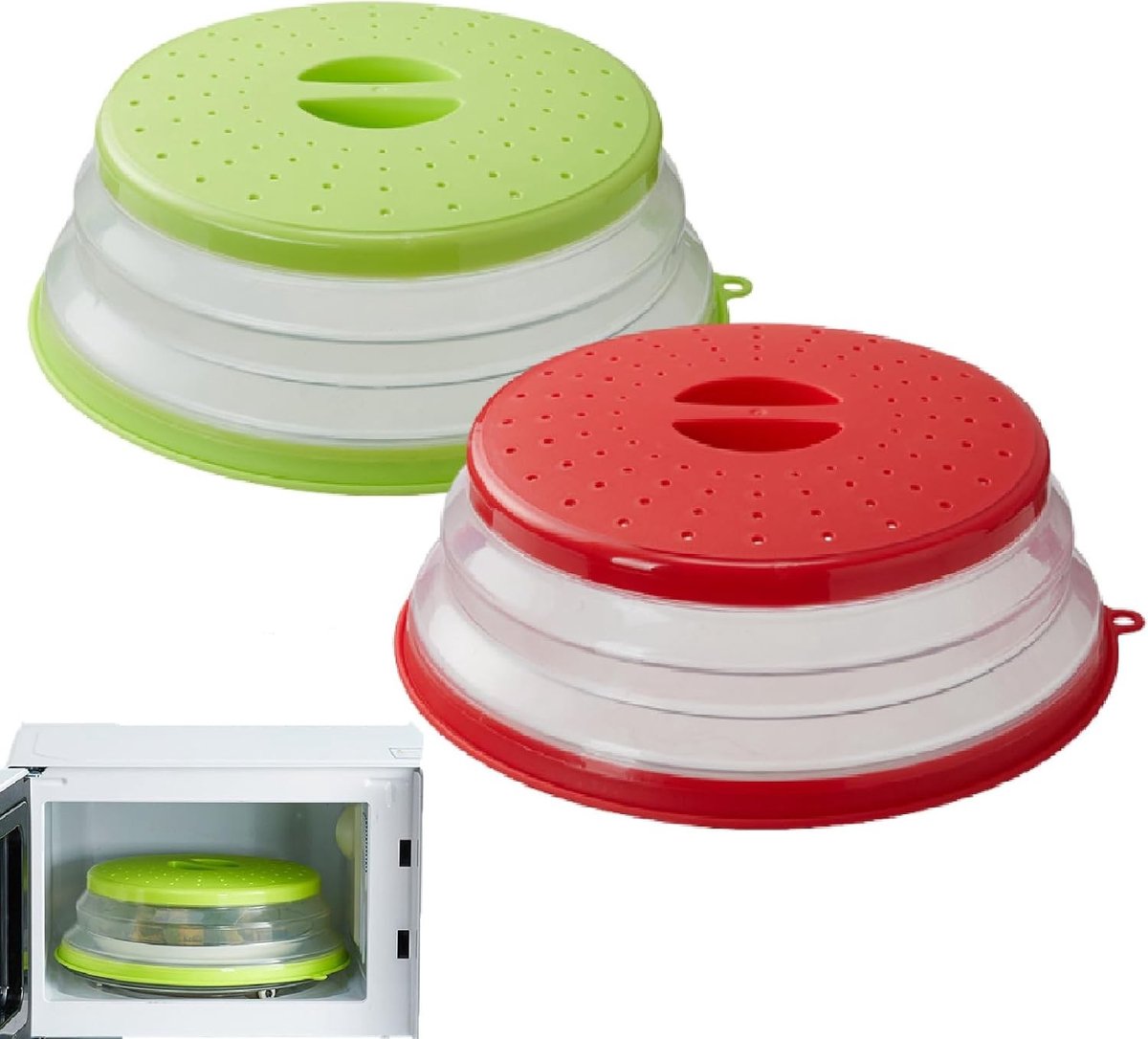 Vouwbare Magnetron Deksel Set van 2 Stuks - Hoge Dekking voor Voedsel, Fruit en Groenten, 26.5 cm Splash Guard