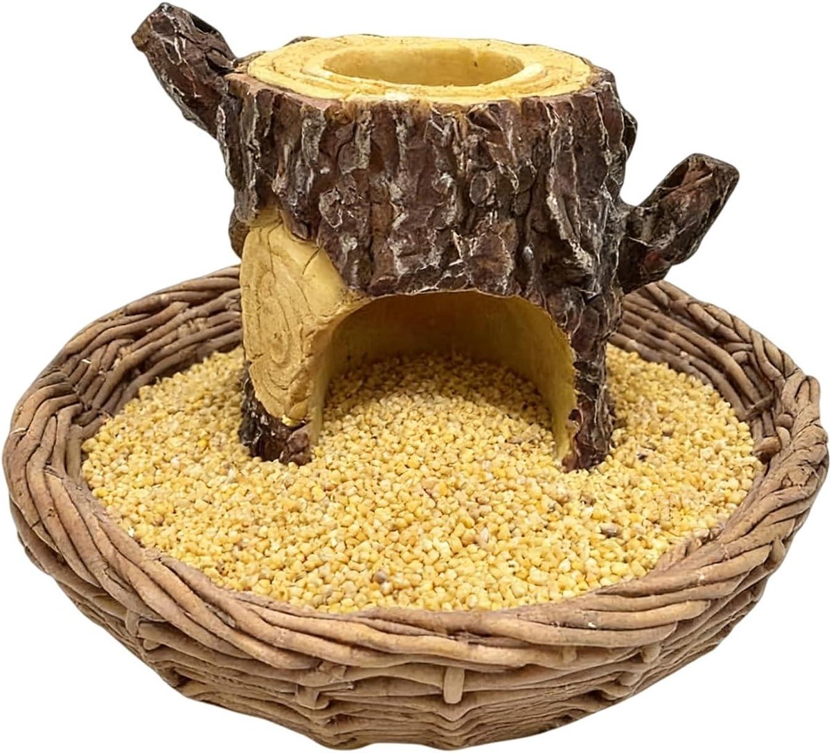 Voedersilo Vogels - Voederstation Buiten - Vogels Voeren - Boomstronk Decoratie - 16 x 16 x 16 cm - Niet gespecificeerd