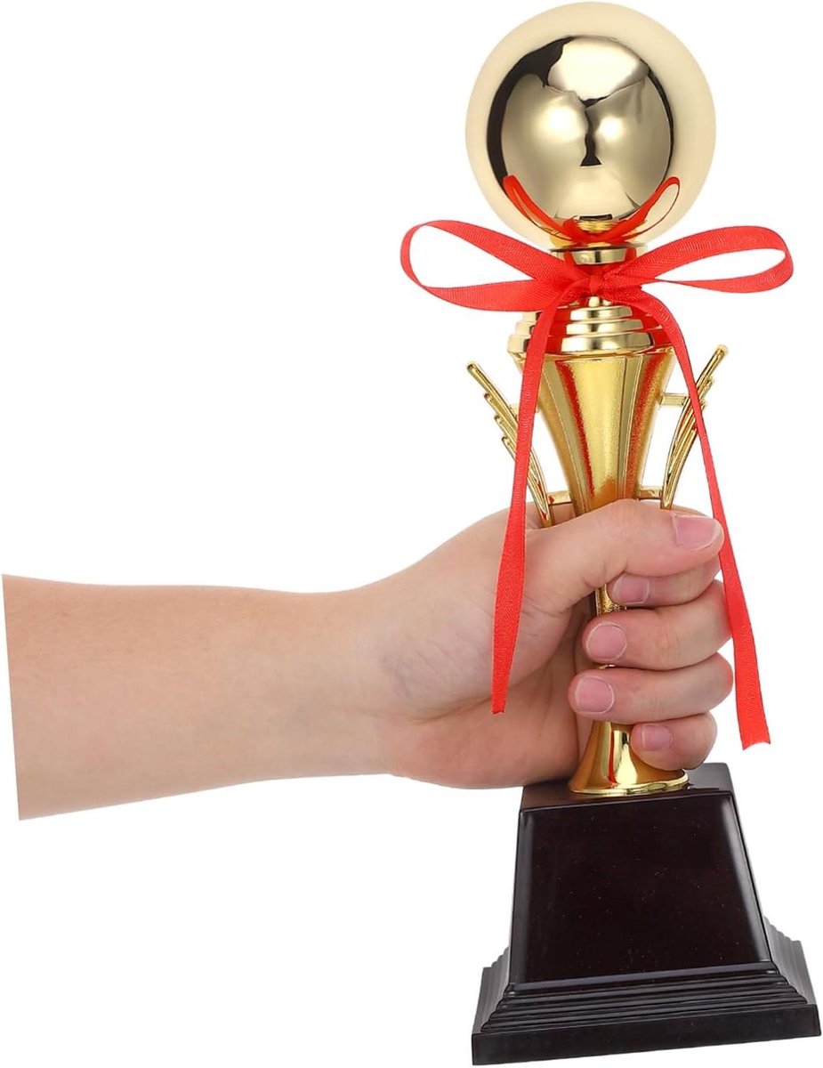 Gouden Metalen Beker - Prijs Beker Kampioen - Sportwedstrijden Vieren - Metalen Afwerking - 30 cm - Goud