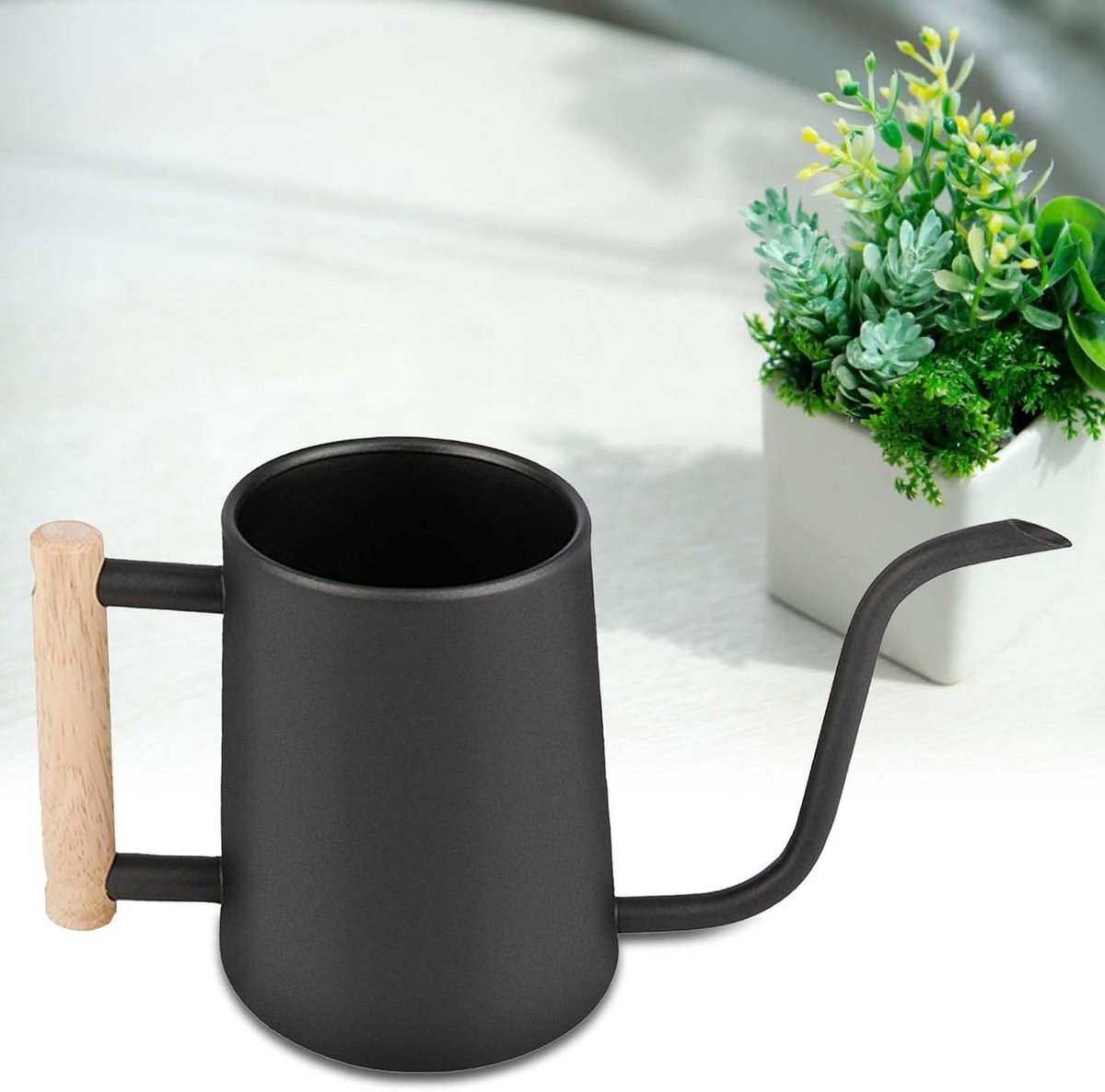 Gieter Kamerplanten - Waterkan Binnen - Planten Water Geven - Lange Smalle Tuit - 1 Liter - Zwart