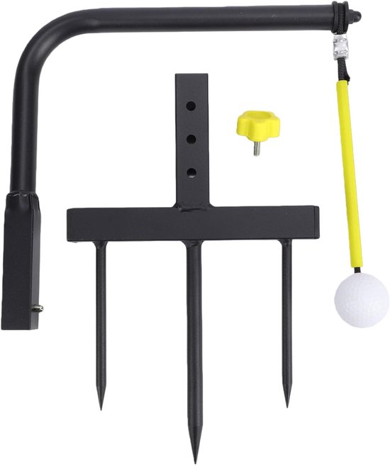 Swingtrainer - Golf Oefenmateriaal - Golf Swing Verbeteren - Automatische Bal Retour - Verstelbare Hoogte - Geel — afbeelding 4