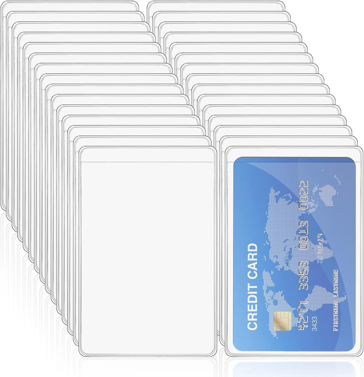 Set van 30 Beschermhoezen voor Naamkaartjes, Transparante ID Kaart Houder, Duurzame Creditcard Bescherming en EC Kaart Mappen