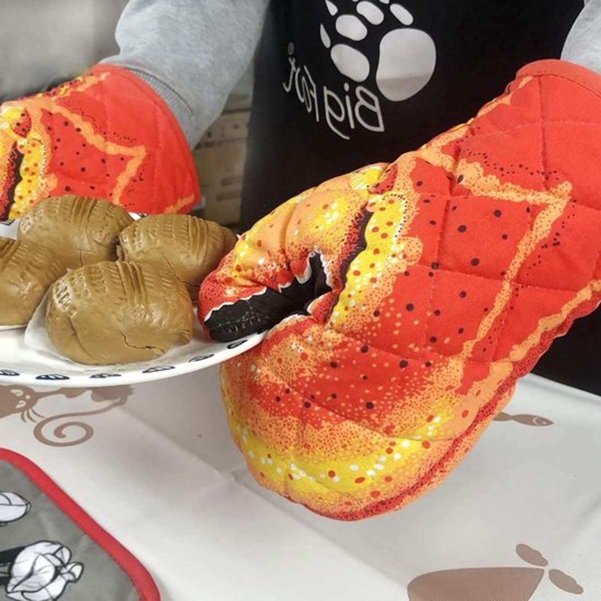 Grappige hittebestendige ovenwanten met kattenpatroon - 1 paar