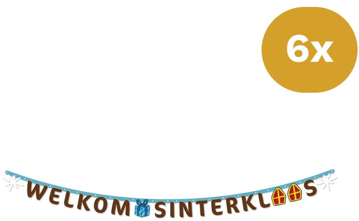 6x Letterbanner Sinterklaas 2 meter - Sinterklaas Decoratie Versiering Piet December Ballon Vlaggenlijn