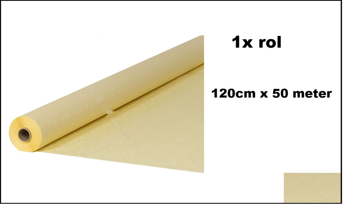 Luxe Tafel kleed op rol vanille 120cm x 50meter - Papier - Zelf op maat te knippen - Tafelkleed op rol tafel dekken rol gala huwelijk thema feest kerst festival restaurant food