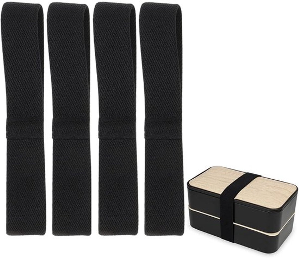 Bento Box Riem - 4 Stuks - Elastisch Design - Bevestigingsriemen - Lunchboxen - Praktisch in Gebruik - Geschikt voor Thuis/School/Camping - Lunchbox