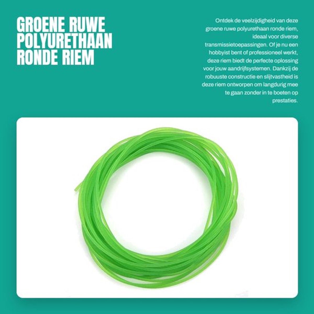 Aandrijfriem Slijtvast - PU Ronde Riem - 2mm x 10m - Hoogwaardige Transmissie - Eenvoudig te Installeren - Ruw Oppervlak - Transmissieriem
