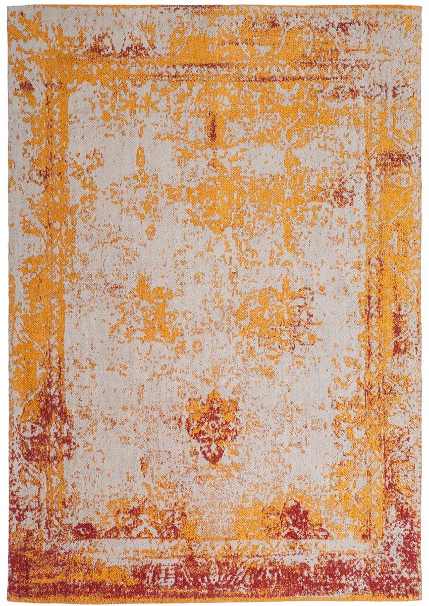 Padiro laagpolig vloerkleed 80 x 150 cm - oranje - modern abstract design - geschikt voor vloerverwarming - van katoen en polyester