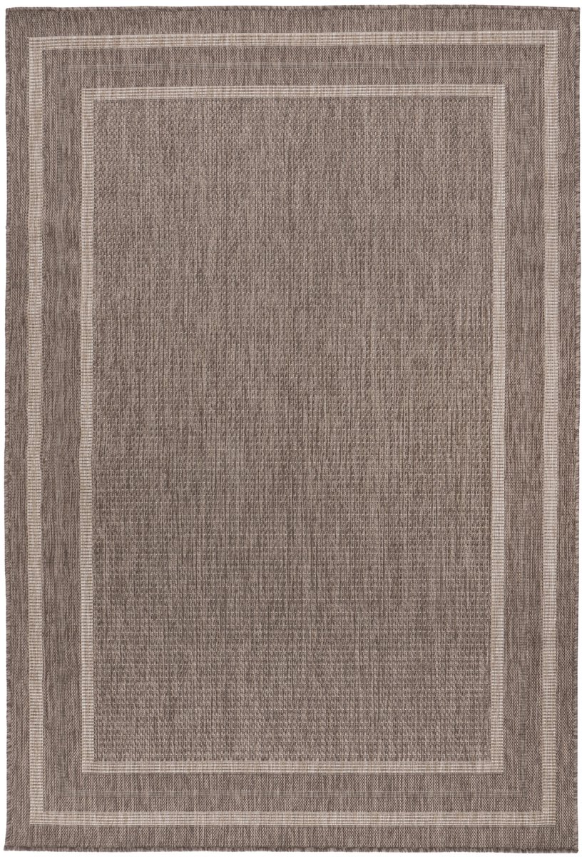 Padiro laagpolig vloerkleed 60 x 110 cm - taupe - modern geometrisch patroon - voor binnen en buiten - geschikt voor vloerverwarming - van polypropyleen