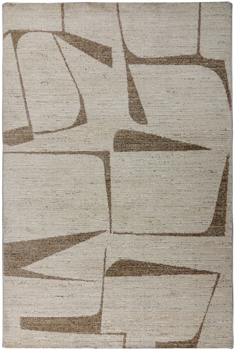 Padiro laagpolig vloerkleed 120 x 170 cm - crème - modern geometrisch patroon - geschikt voor vloerverwarming - van polypropyleen en polyester
