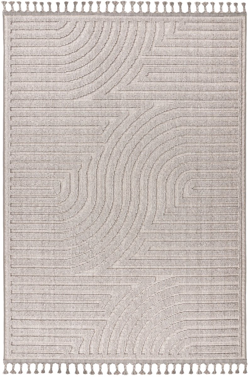 Padiro laagpolig vloerkleed 160 x 230 cm - zilver - modern geometrisch patroon - geschikt voor vloerverwarming - van polypropyleen
