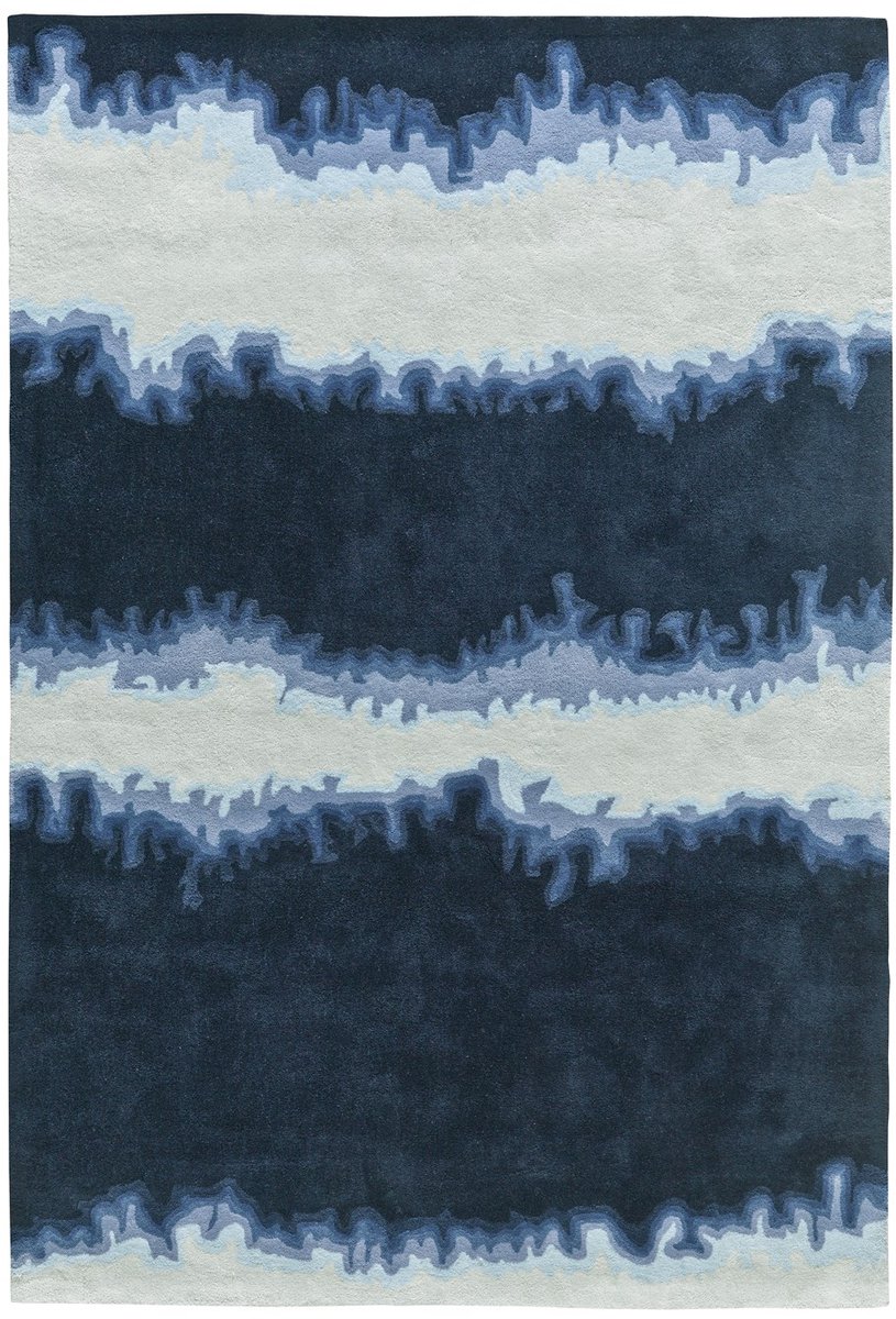 Padiro laagpolig vloerkleed 120 x 180 cm - blauw / wit - modern abstract design - geschikt voor vloerverwarming - van modacryl