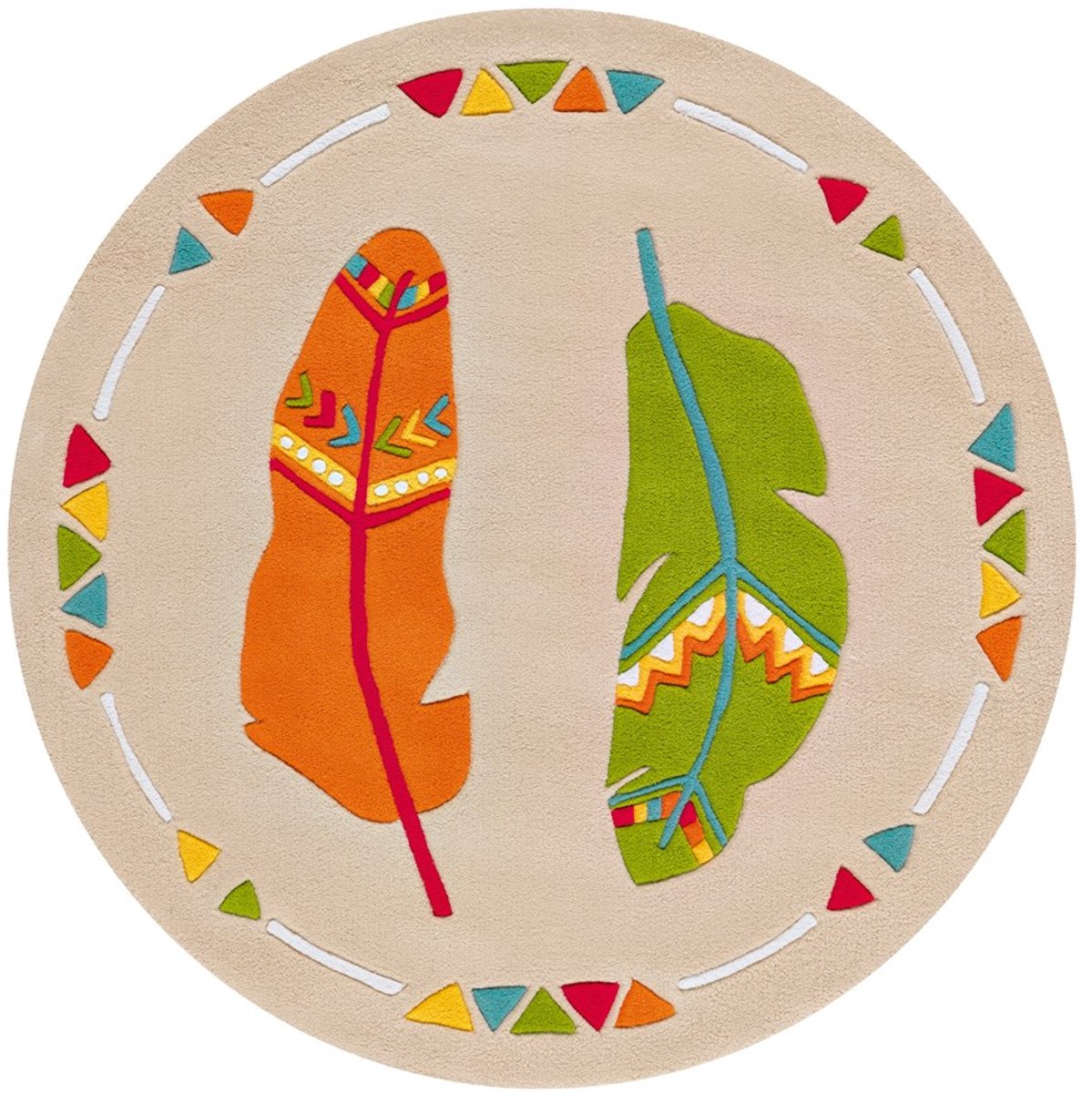 Padiro rond kindervloerkleed Ø 130 cm - meerkleurig - speels kindermotief - mit blattmotiv - geschikt voor vloerverwarming - van modacryl