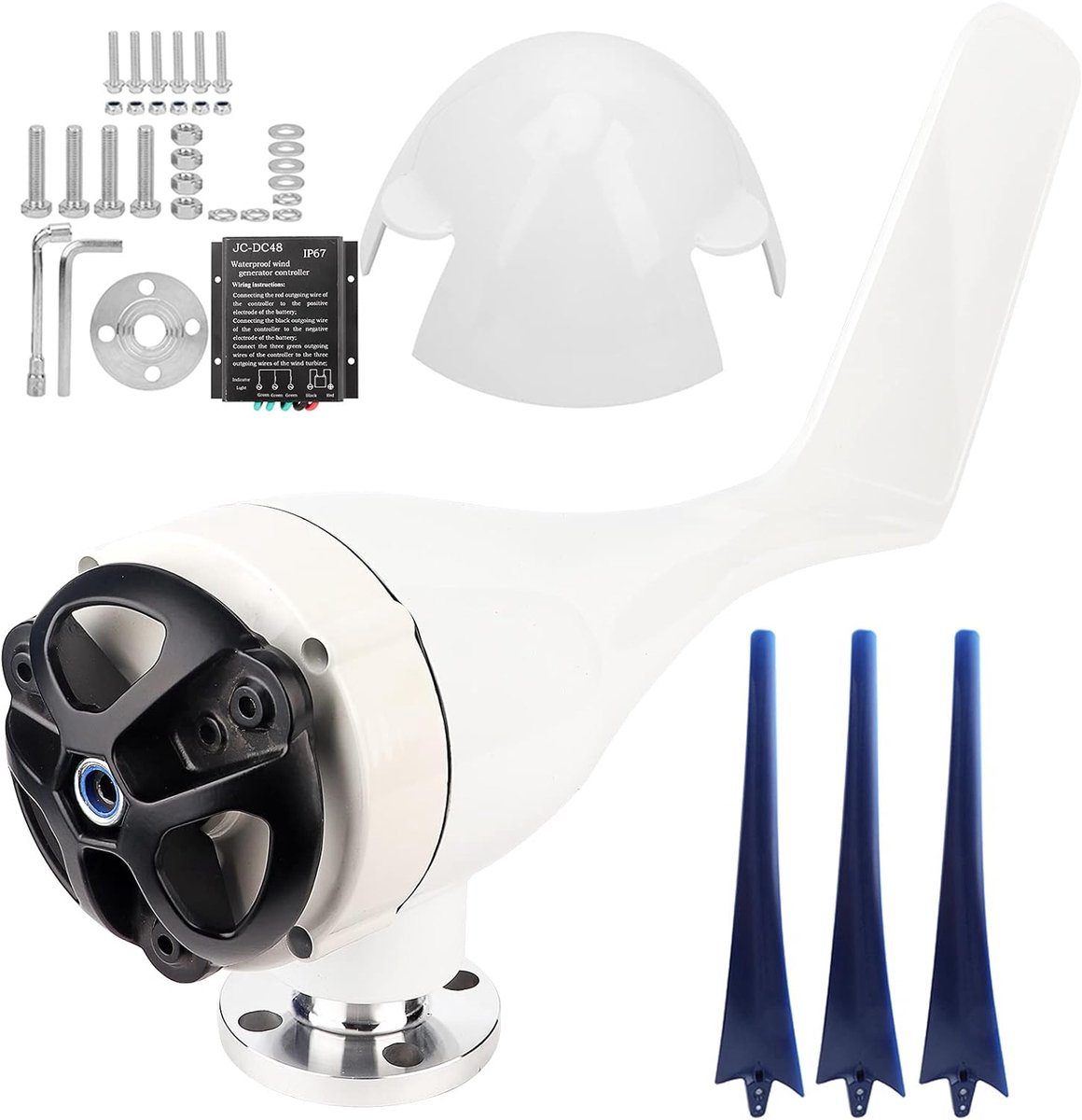 Kleine Windgenerator - Windturbine Generator - Accu Opladen - 3-Bladig Nylonvezel - 800 W - Blauw