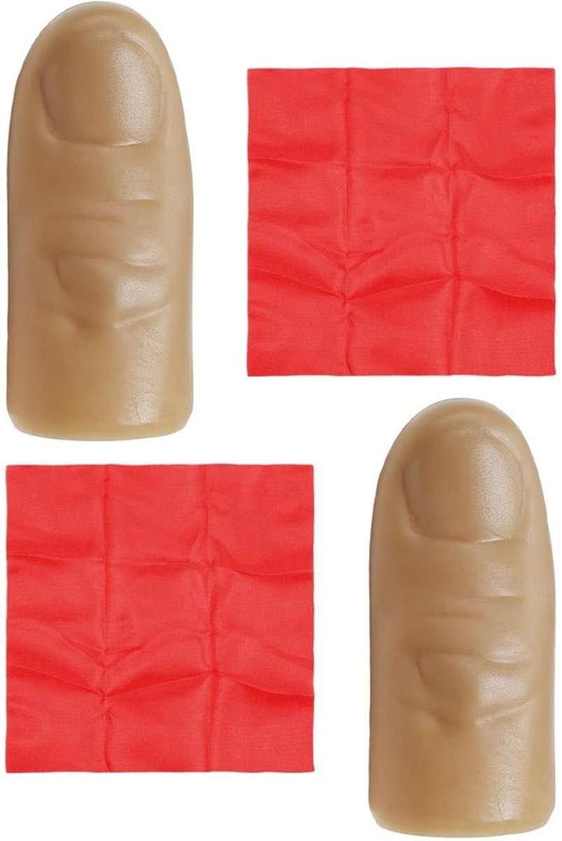 Gesimuleerde Vingers 2 Stuks - Sjaals 2 Stuks - Magische Accessoires - Creatieve Rekwisieten - Rubber - Beige/Rood