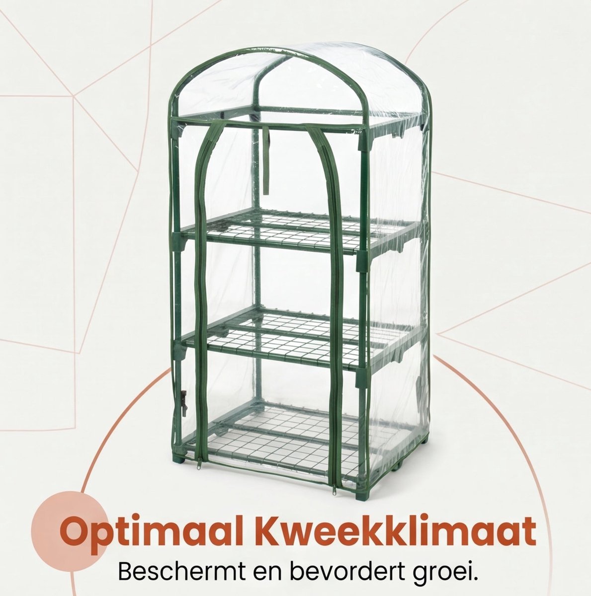 Cheqo® Kweekkas - Broeikas - Tuinkas - Plantenkas - Mini Kas - Mini Serre - Foliekas - Opzetkas met 3 Verdiepingen en Roldeur - voor Balkon en Tuin - Tomatenkas - Plantenhuisje - Kasje voor Buiten - Stekken en Kweken – foto 5