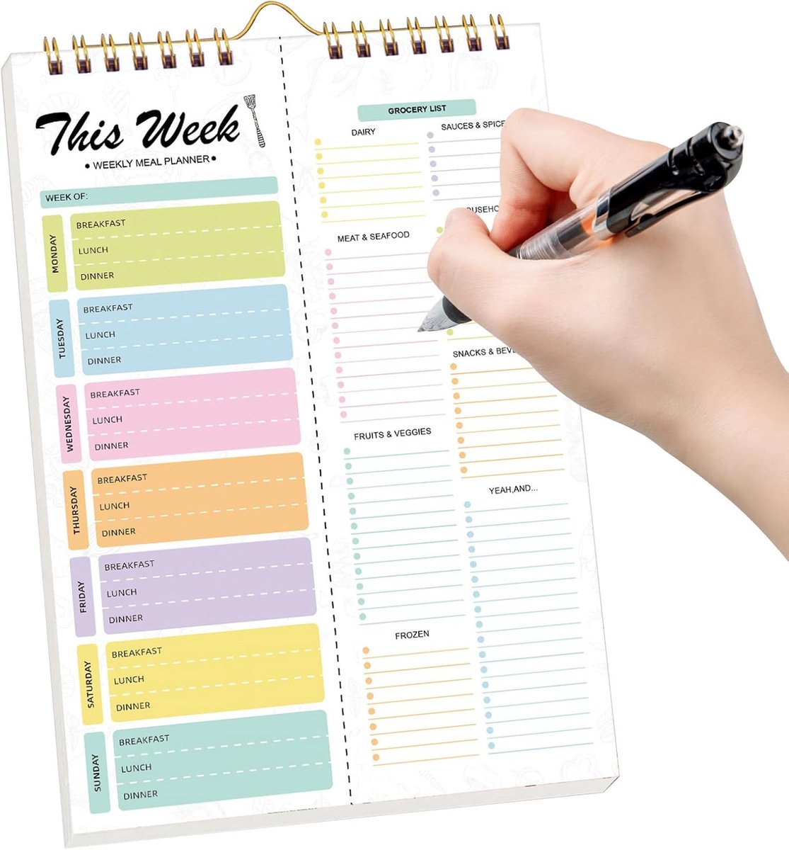 Maaltijd planner - Wekelijks maaltijdplan - Plan dit menu - Van 52 pagina's met boodschappenlijsten en maaltijdplannen - Handleiding voor gezinsmaaltijdbeheer - 14.8 x 21.7 cm - A