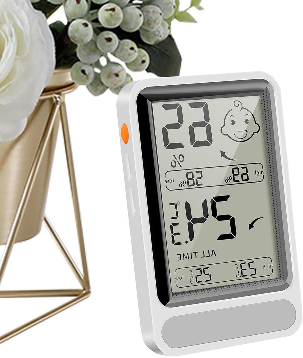 Binnenthermometer Hygrometer - Luchtvochtigheid Meter - Gezond Klimaat - Draadloos en Compact - 10 x 6 x 2 cm - Wit