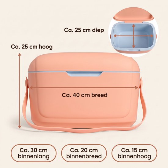 Cheqo® Koelbox Klein - Draagbare Koelbox zonder Stroom - Koelbox met Handvat en Deksel - Koelbox voor Picknick - Camping - Strand en Auto - Coolbox - Frigobox - Mini Koelbox voor Onderweg - Koeltas voor Lunch en Festival - Roze van Cheqo — afbeelding 2