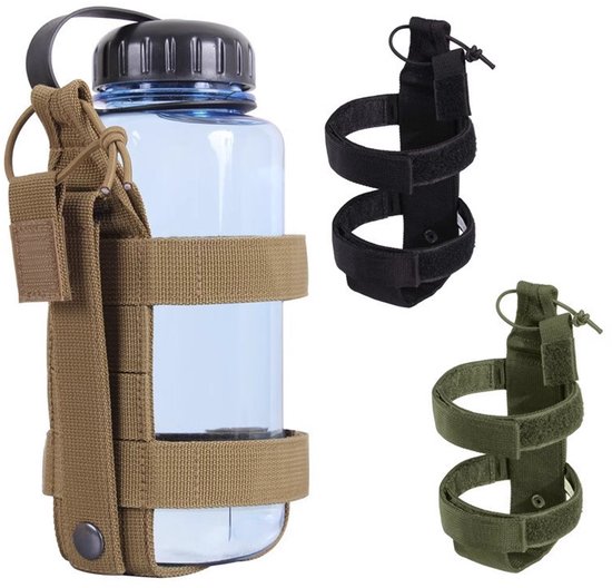 Flessenhouder - flessendrager - waterfleshouder - flessen houder riem - waterfleshouder schouderriem - waterfles houder tas - waterfles houder riem - waterfles houder rugzak - Voor wandelen camping reizen sport - Khaki — afbeelding 5