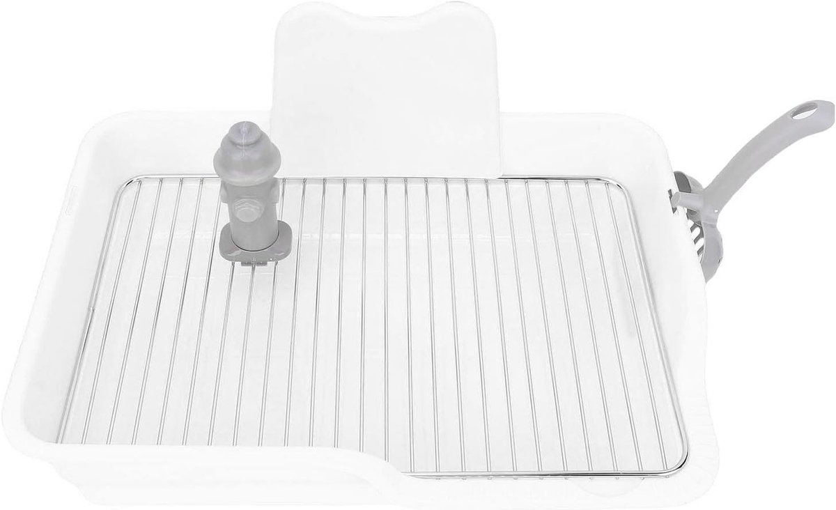 Hondentoilet met Gaasbak - Plastraining Bak - Zindelijkheidstraining Hond - Roestvrijstalen Gaas - 49x335cm - Wit