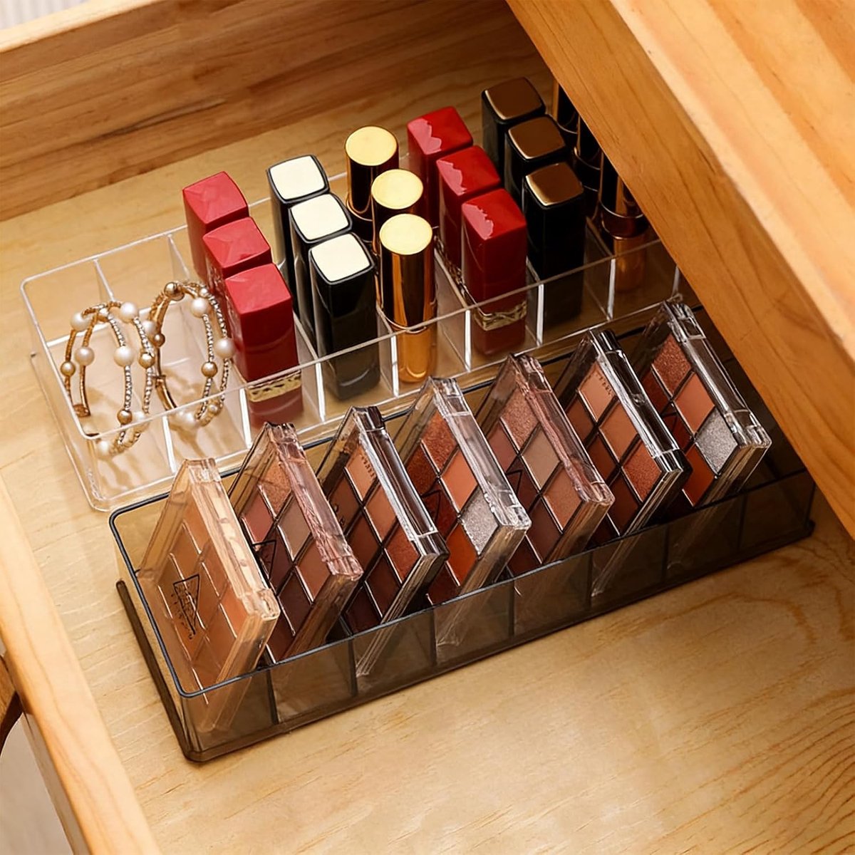 1 stuk - lippenstift-opbergkast - voor make-up tafel - 5 * 25 * 9 cm - plastic - transparant