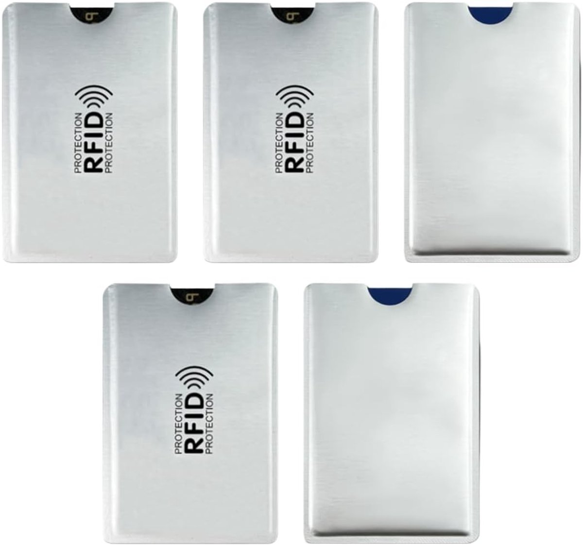 Set van 5 RFID-beschermhoezen voor creditcards en debetkaarten, veilig tegen diefstal en schade