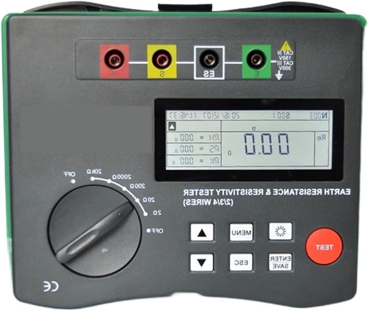 Isolatieweerstandstester - Megger Bodem Aarde - Elektrische Installaties Testen - Digitale LCD Weergave - 0-20.9 kOhm - Grijs