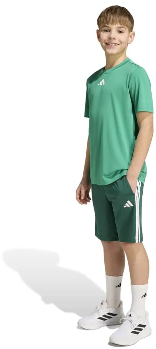 Adidas Train Essentials 3 Stripes Tee Kids Set 5-6 Years Kinderen Groen