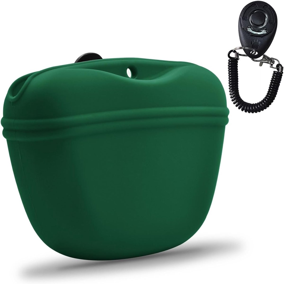 Siliconen hondensnack pouch met clip, draagbare trainingscontainer met magnetische sluiting en tailleclip, BPA-vrij en handig voor onderweg
