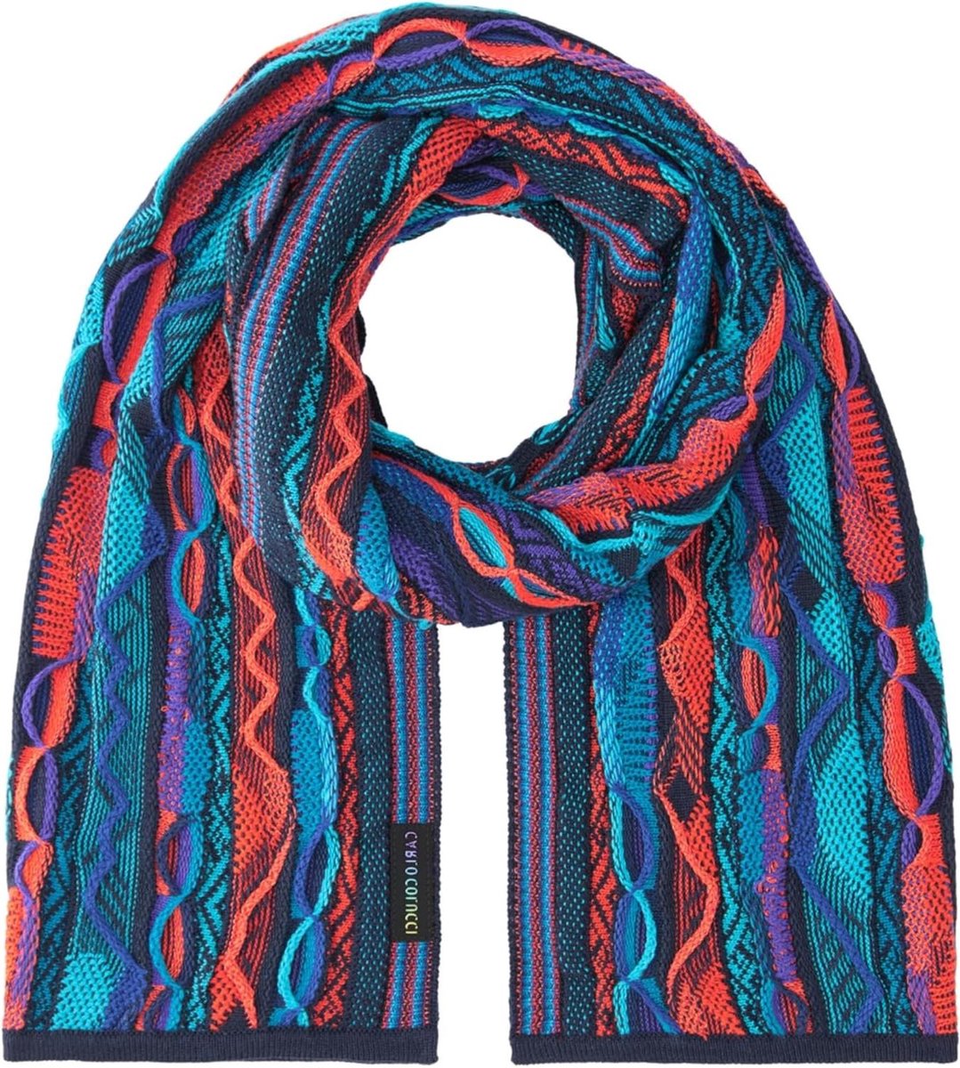 Gebreide Sjaal - Col Sjaal - Warm Blijven - Meerkleurig Design - One Size - Donkerblauw