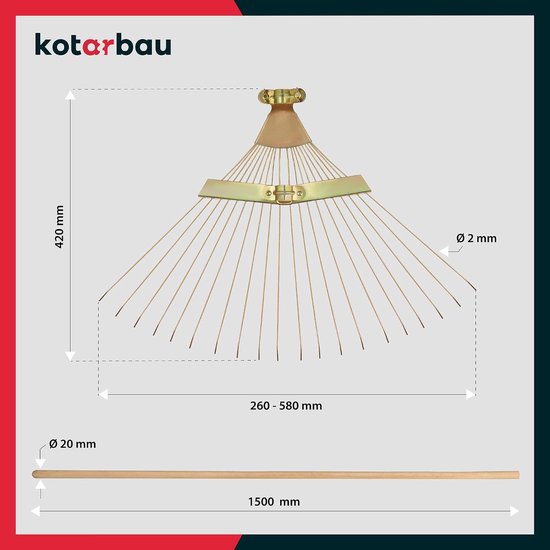 Verstelbare Bladhark - Tuinhark Waaier - Bladeren Harken - Breedte Verstelbaar - 150 cm Steel - Zilverkleurig — afbeelding 5