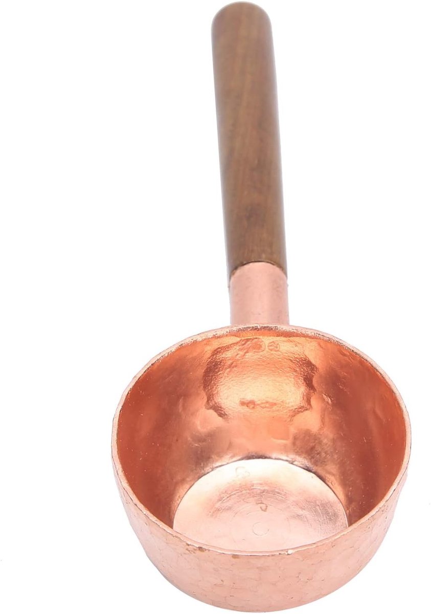 Houten koffielepel met koperen handvat - 10g maatlepel voor koffie, thee en suiker - 14,7 cm lange lepel van walnoot en koper