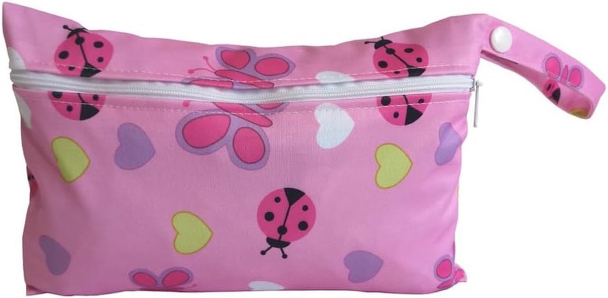 Natte Tas - Luiertas Organizer - Baby Reizen - Waterdichte Coating - 22 x 15 cm - Lieveheersbeestje
