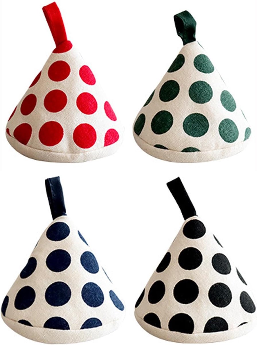 Mini Ovenwanten - Groen/Rood/Blauw/Zwart - 9 x 12 x 1 cm - Katoenen Pannenlappen voor de Keuken