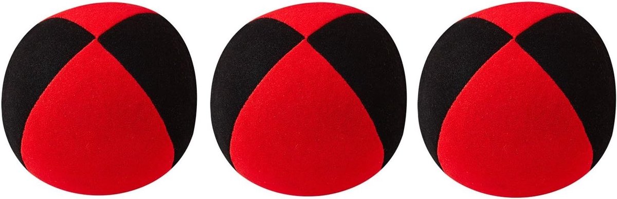 Beanbag large - Rood-zwart - 67 mm - Velours Jongleerballen met Hertenvulling - Voor Kinderen en Beginners