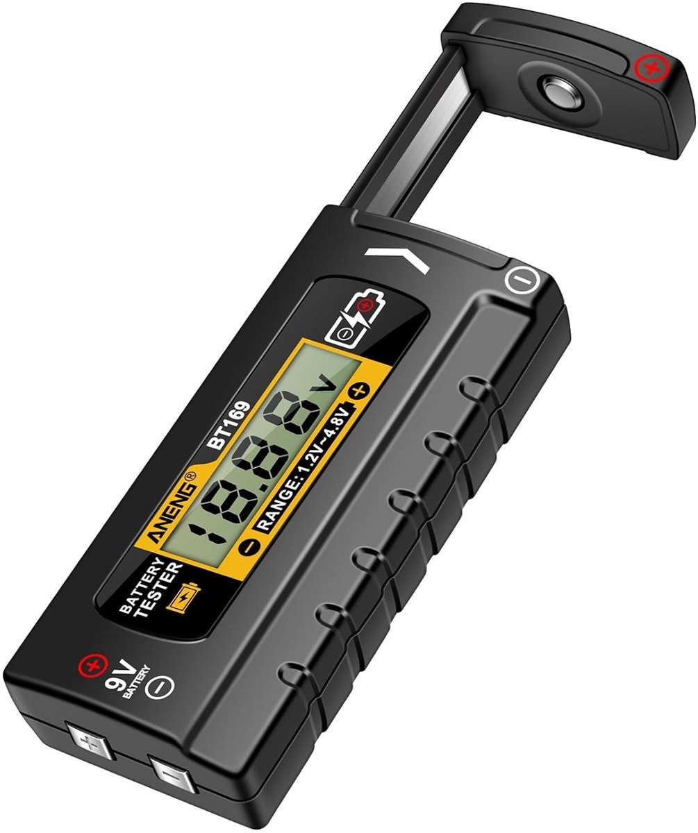 Batterijtester - Zwart - 14,5 x 9,4 x 2,5 cm - ABS Kunststof - Universele Digitale Batterijtester voor Diverse Batterijen