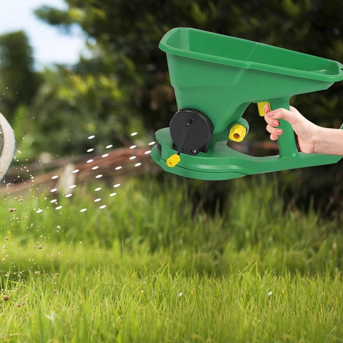 Draagbare Zaadstrooier - Hand Strooier - Gazon Bemesten - 5 Snelheden Instelbaar - 15 Liter - Groen