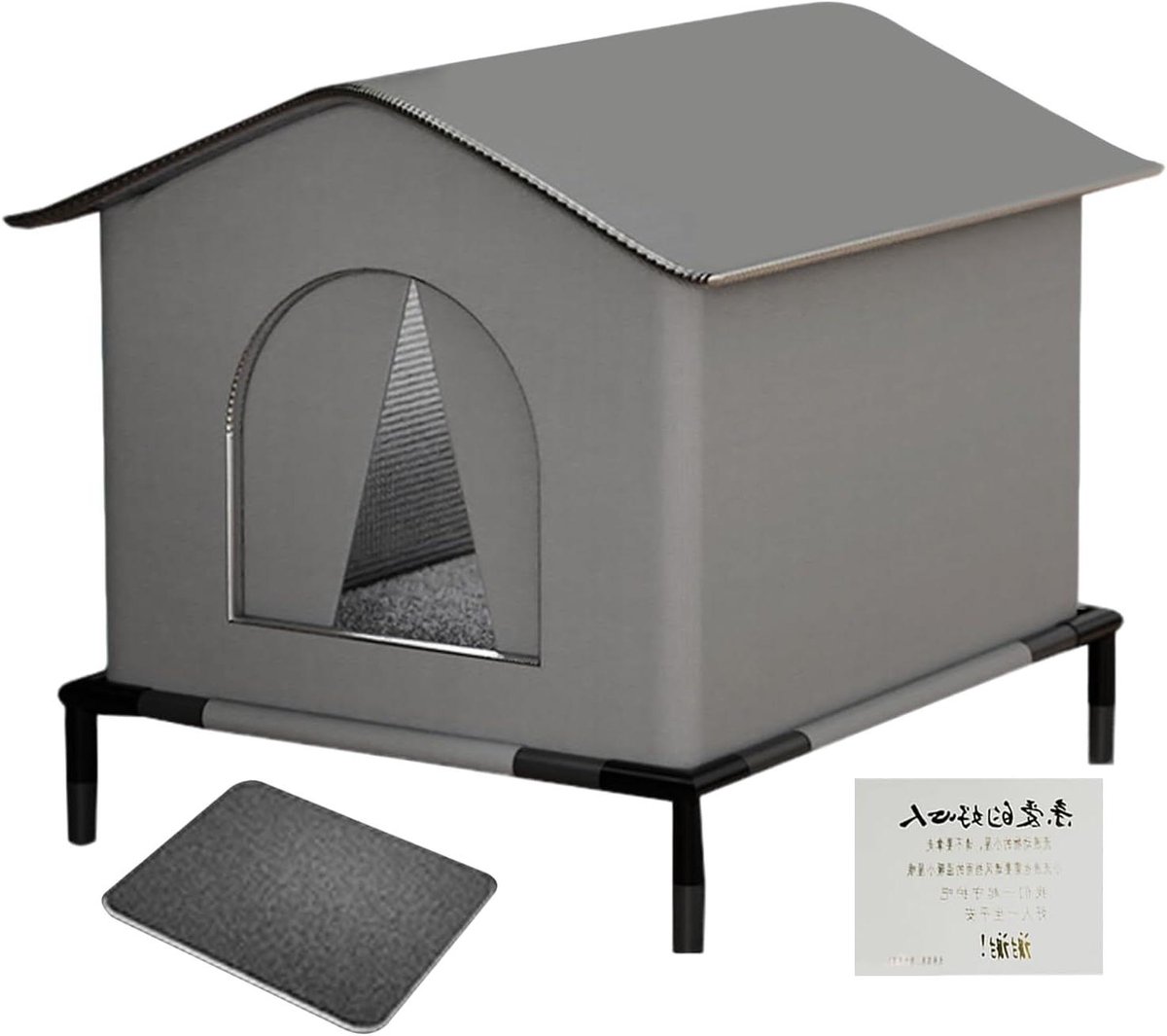 Kattenhuis Buiten - Huisdier Nest - Bescherming Tegen Weer - Verbeterde Isolatie - 40 x 33 x 33 cm - Grijs