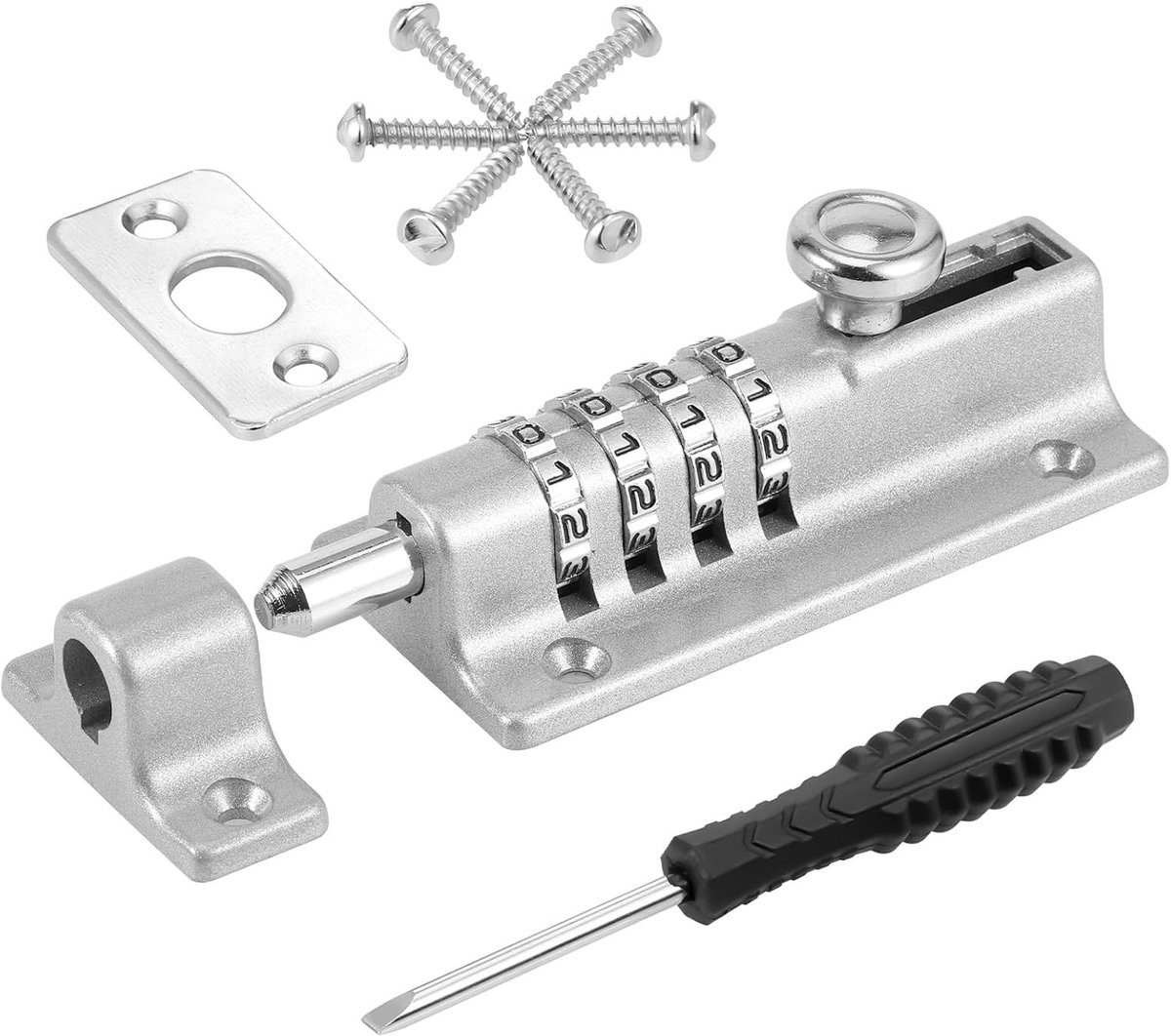 Cijfer-kabelslot 4-cijferig - Grijs - 12 x 4,8 x 3,9 cm - Zinklegering en Roestvrij Staal - Voor Buiten- en Binnengebruik