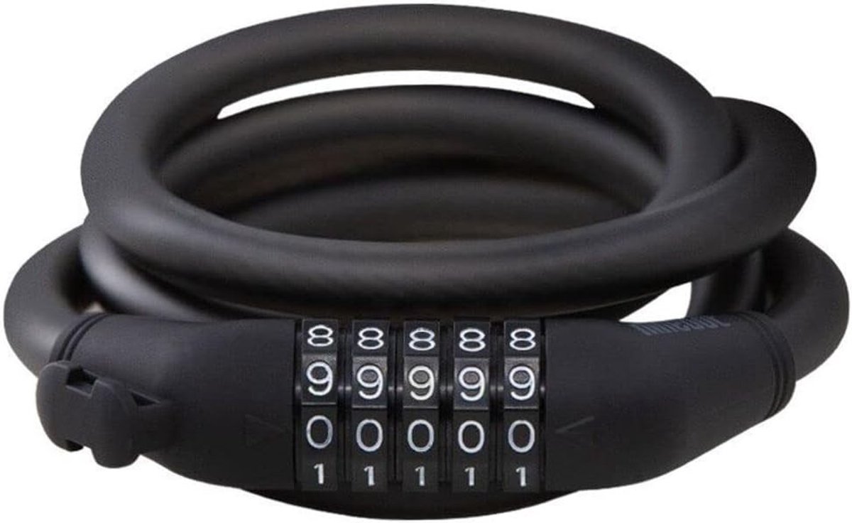Cijfer-kabelslot 4-cijferig - Zwart - 21,5 x 18 x 3,8 cm - Universeel Veiligheidsslot met Kabel - Voor Elektrische Scooters
