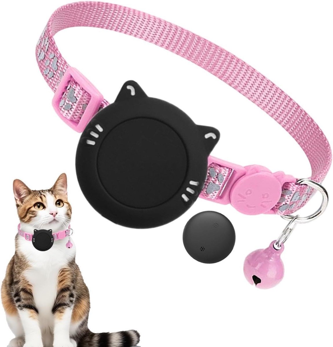 Katten GPS Halsband - Honden Tracker - Huisdier Lokaliseren - Wereldwijde Tracking - Verstelbaar 18-30 cm - Zwart