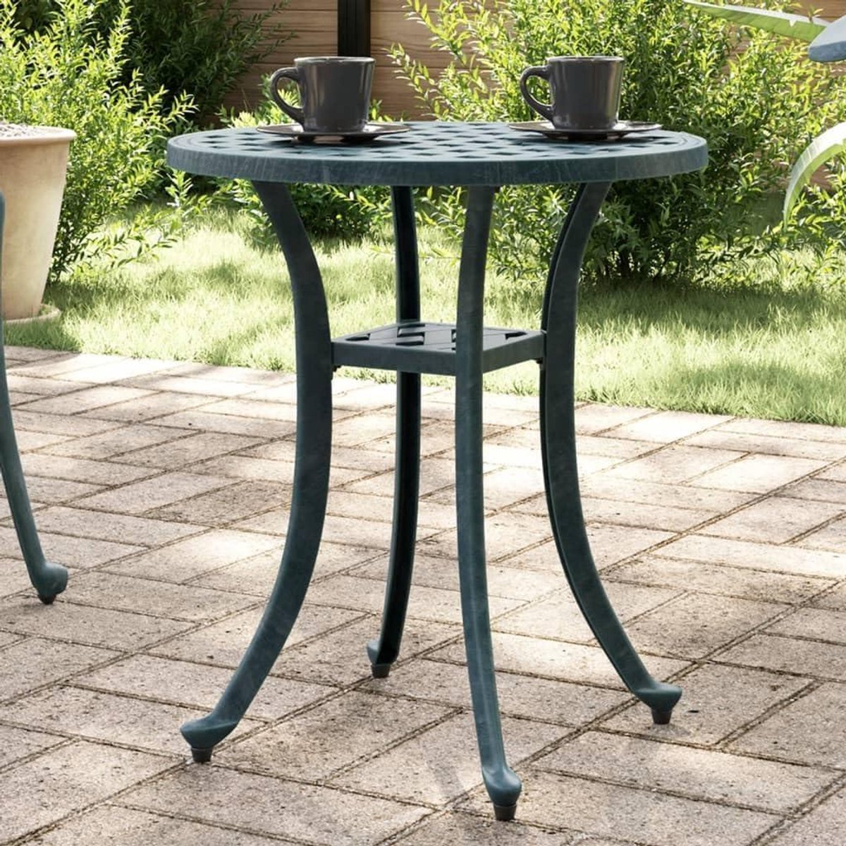 Tuin Tafel - Balkon Tafel Koffie - Buiten Zitten - Gegoten Aluminium - 48x53 cm - Groen