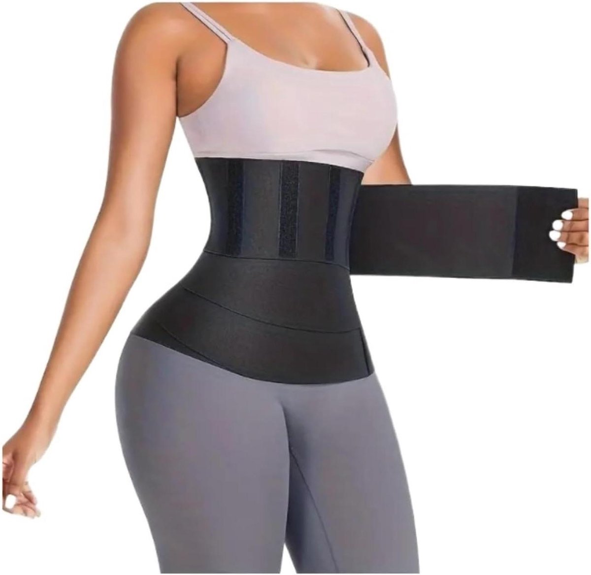 Buikgordel Taille Trainer - Zweetband Buikband - Lichaamsvorming en Stevigheid - Verstelbare Lengtes - Tot 6 meter - Zwart