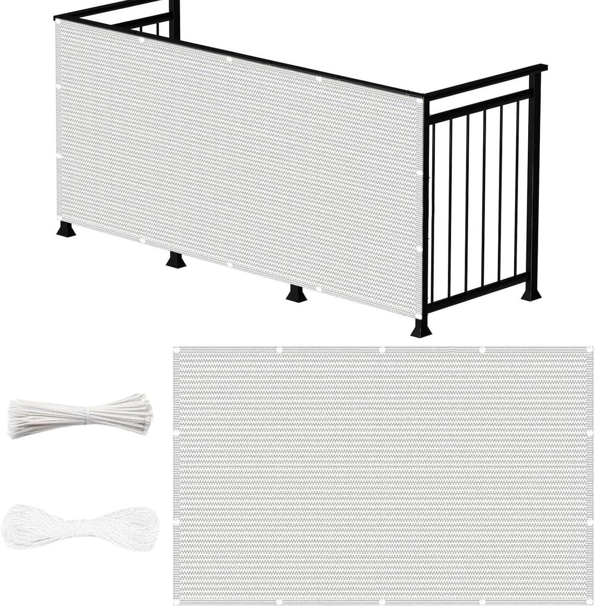 Balkonafdekking - Inkijkbescherming Balkon - Privacy Creëren - UV- en Windbescherming - 200x500 cm - Wit