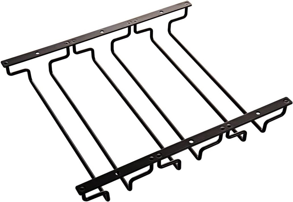 Ophangrek voor wijnglazen - Zwart - 32,4 x 27,5 x 5 cm - Met 3 rijen - Stabiel onderkast wijnrek voor bar en keuken