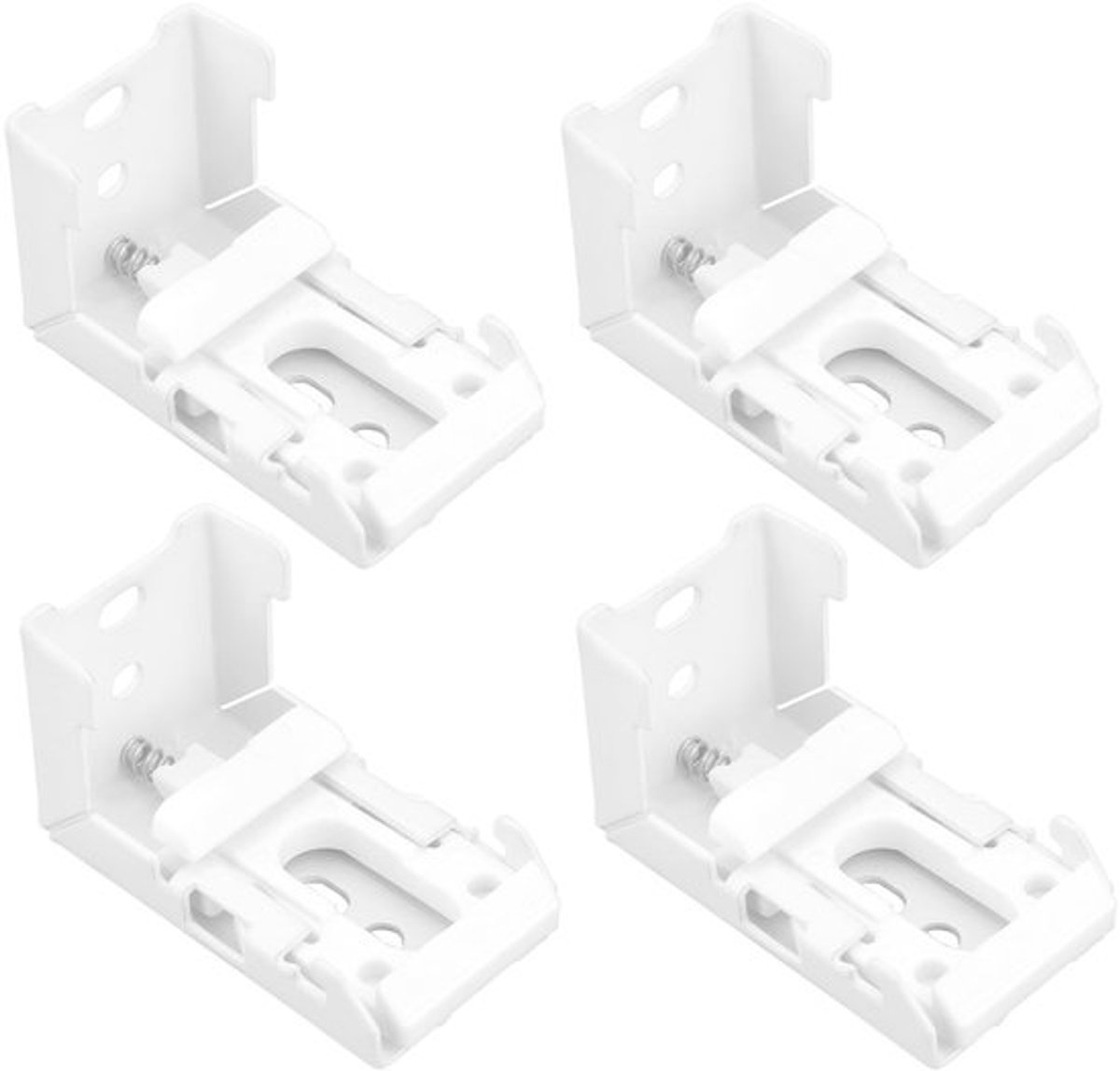Blindbeugels 4 stuks - Romeinse Blinde Veerbeugels - Bevestiging voor 21 mm Rolluiken - Metaal/Kunststof - Compact 45x28x25mm - Wit - Jaloeziebeugels